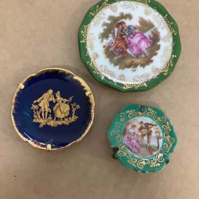 3x Vintage miniature Limoges Plates