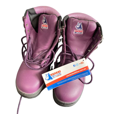 Steel Blue Womens leather work boots Size 37.5 Purple 