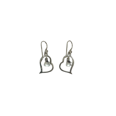  925 Silver Heart Dangle Earrings
