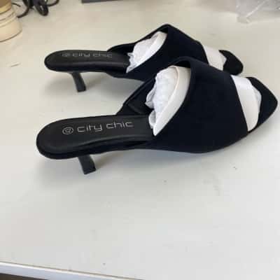 City Chic Black Micro Suede Mule Size 43 