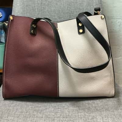 Vera May Womens Handbag Beige / Maroon 
