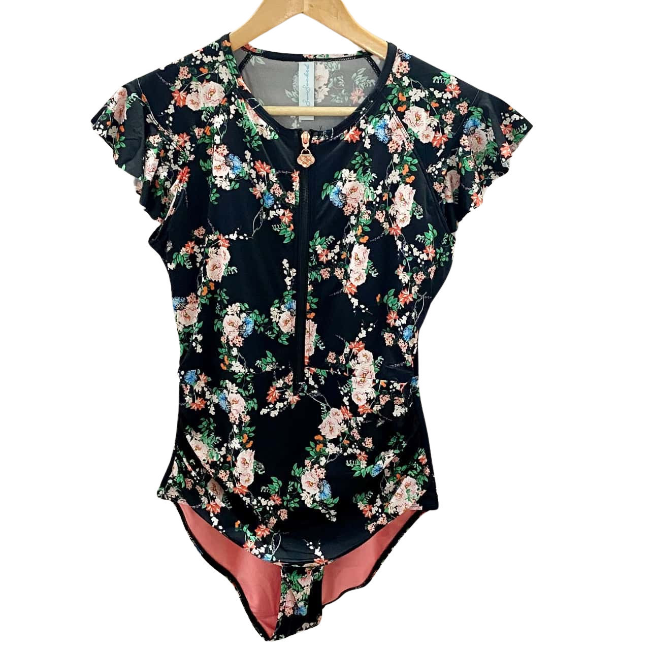 SunSoaked Womens Size 14 Bathers Black / Floral (s)
