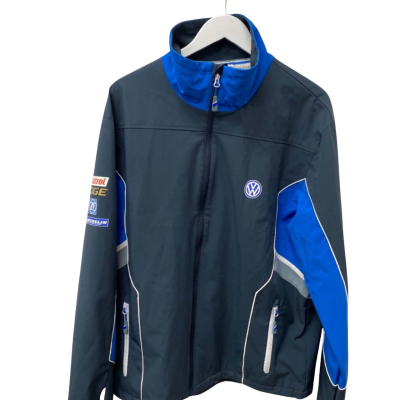 Volkswagen Motorsport Mens Size XXL Performance Jacket Blue / Grey /Striped 