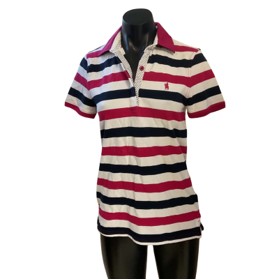 Thomas Cook Womens  Size 8 Polo Shirt Blue / Pink  / Pinstriped 
