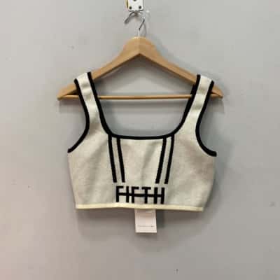 The Fifth Label Womens  Size 10 / M Cropped Top Black  / Off White 