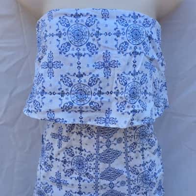 Kookai Womens  Size XS Sleeveless Playsuit Blue / Pattern / White 
