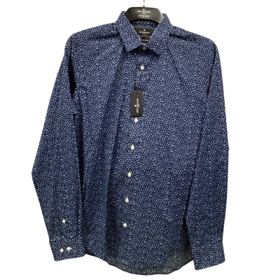 Jeff Banks Mens  Size M Long Sleeve Shirt Navy Blue / Pattern 