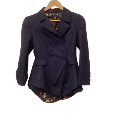 Mannzilo Womens  Size 6 Suit Jacket Navy Blue / Striped 