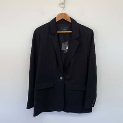 Basque Black One Button Blazer  Size 14 