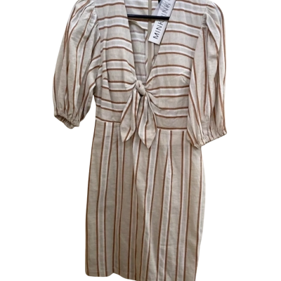 Minkpink Womens  Size S Midi Dress Striped / White 