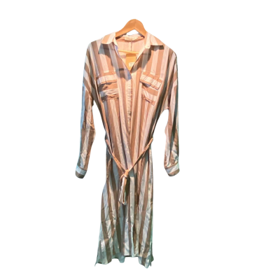 Label of Love Womens  Size S Long Sleeve Dress Brown / Striped / White 