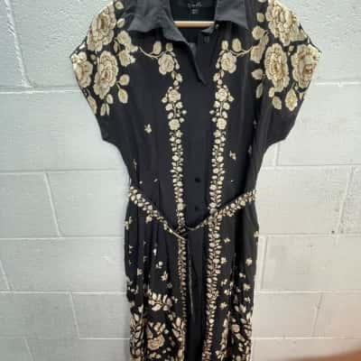 Stella Womens  Size 10 Beige / Black  Floral dress 