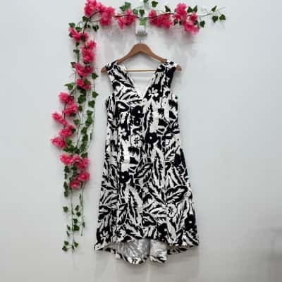 Veronica Maine Womens A/Line Dress Size 10 Black/White 