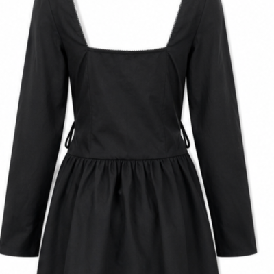 Boohoo Black Long-Sleeve Mini Dress — Size 14