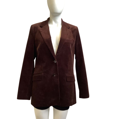 Forever New Womens  Size 12 Corduroy Two Button Blazer Choc Brown