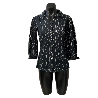 Tommy Hilfiger Womens  Size 4 Blouse Black  / Pattern / White 