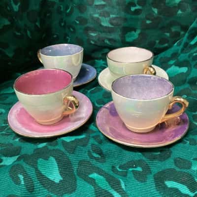 Biltons Harlequin Lustreware Demitasse Set of 4