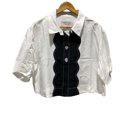 Veronica Maine Womens  Size 14 Cropped Top Black  / White 