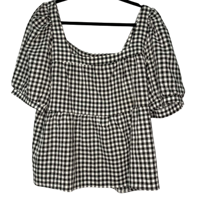 Atmos&Here Eloise tiered smock black & white gingham- Size 22 
