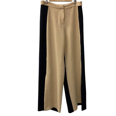 Veronika Maine Black and Beige Straight Leg Pants