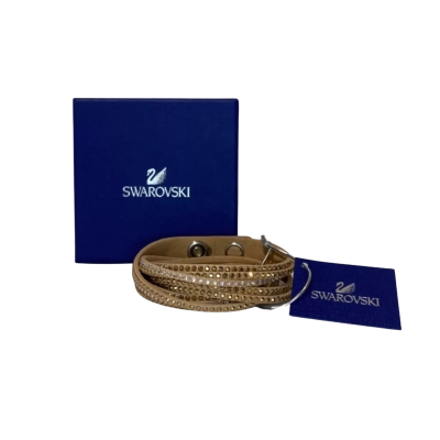 Swarovski Light Brown Crystal and Leather Bracelet 40cm