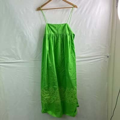 Zara Womens Size S Shoestring Strap Dress Green / Yellow BNWT