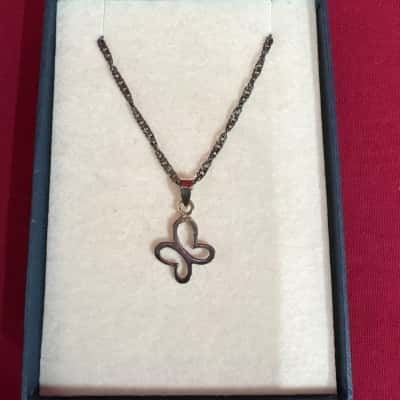  Women's 925 Silver Open Design Butterfly Pendant Necklace 