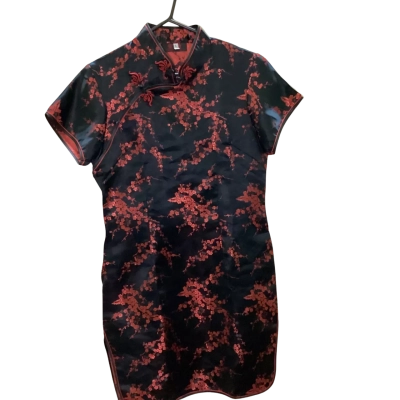  Womens cheongsam Size L Formal Dress Black  / Red 