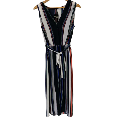 Crossroads Womens  Cuba Carnival Maxi Smart Waist Tie Dress Size 12 Cuban Stripe