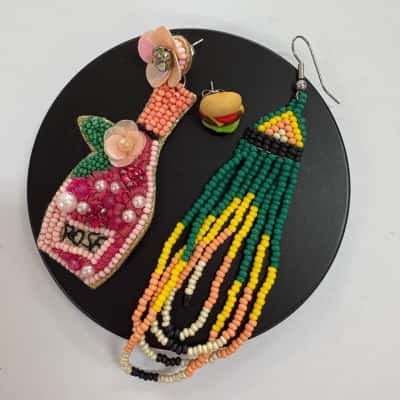 Trio Beaded Novelty Costume Earrings 