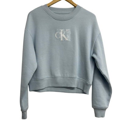 Calvin Klein Jeans Womens Size S  Blue Cropped Sequin Jumper 