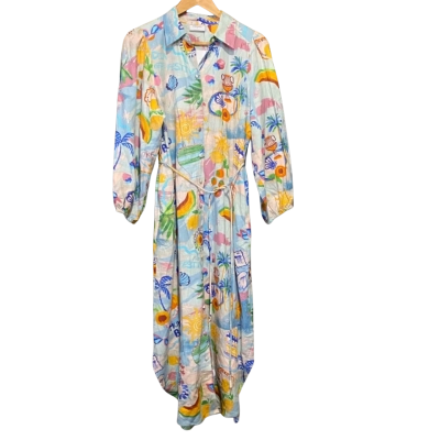 Sussan Womens  Size 8 Casual Dress / Long Sleeve Dress Blue / Multicoloured 