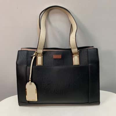 Laura Jones Womens Medium Handbag Black  / Off White / Pink  