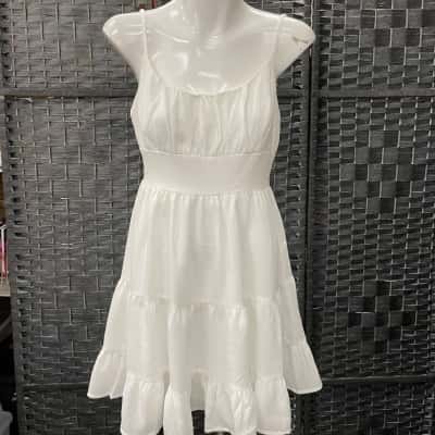 Ally Fashion Womens  Size 10 Shoestring Strap Dress White 