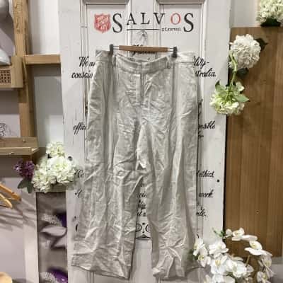 Trenery Brand! BNWT RRP $159.00!! 100% LINEN PANT! Womens  Size 18 Wide Leg Pants Beige 