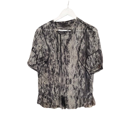 David Lawrence Womens  Size 12 Silk Short Sleeve Shirt Black  / White 