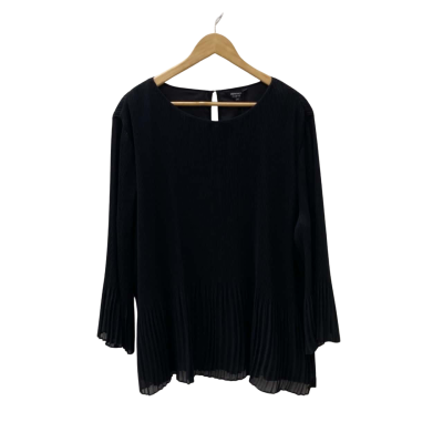 Portmans Womens  Size 24 Blouse Black  Pleated
