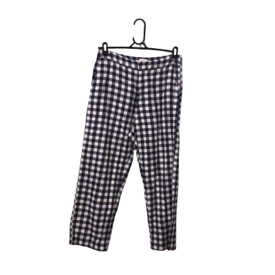 Gorman Blue Checked Linen Blend Pants Size 12