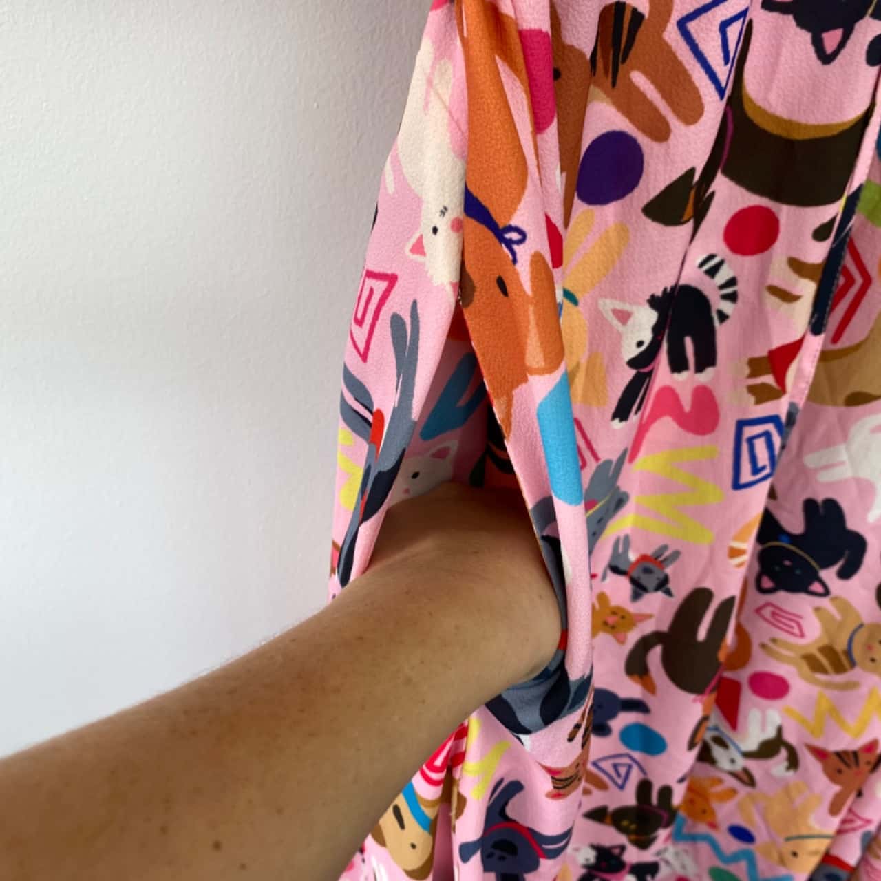 Lorraine Cats And Dogs Print Midi Dress Pink Size 18 / XXXL(s)