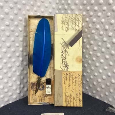 Feather Quill Pen & Ink Set in original box - Made in Italy