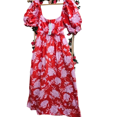 Womens Nobody's Child Red Floral Dress Size 10 RRP $170.00