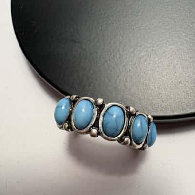  Turquoise Coloured Stone Size 8 Ring