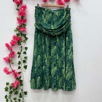 Capture Womens Tropical Print Midi Skirt Size 12 Green 