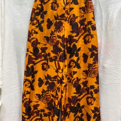 DRIES VAN NOTEN BELGIUM 100% SILK WIDE LEG PANTS SIZE 38