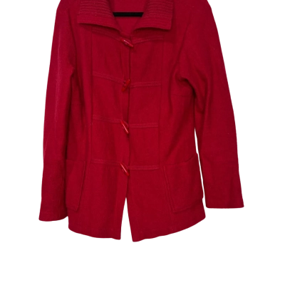 Red 100% Wool Button-down Cardigan