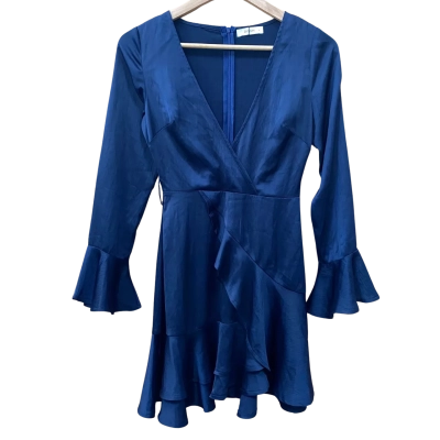 Dissh Navy Blue Ruffle Wrap Dress Size 6