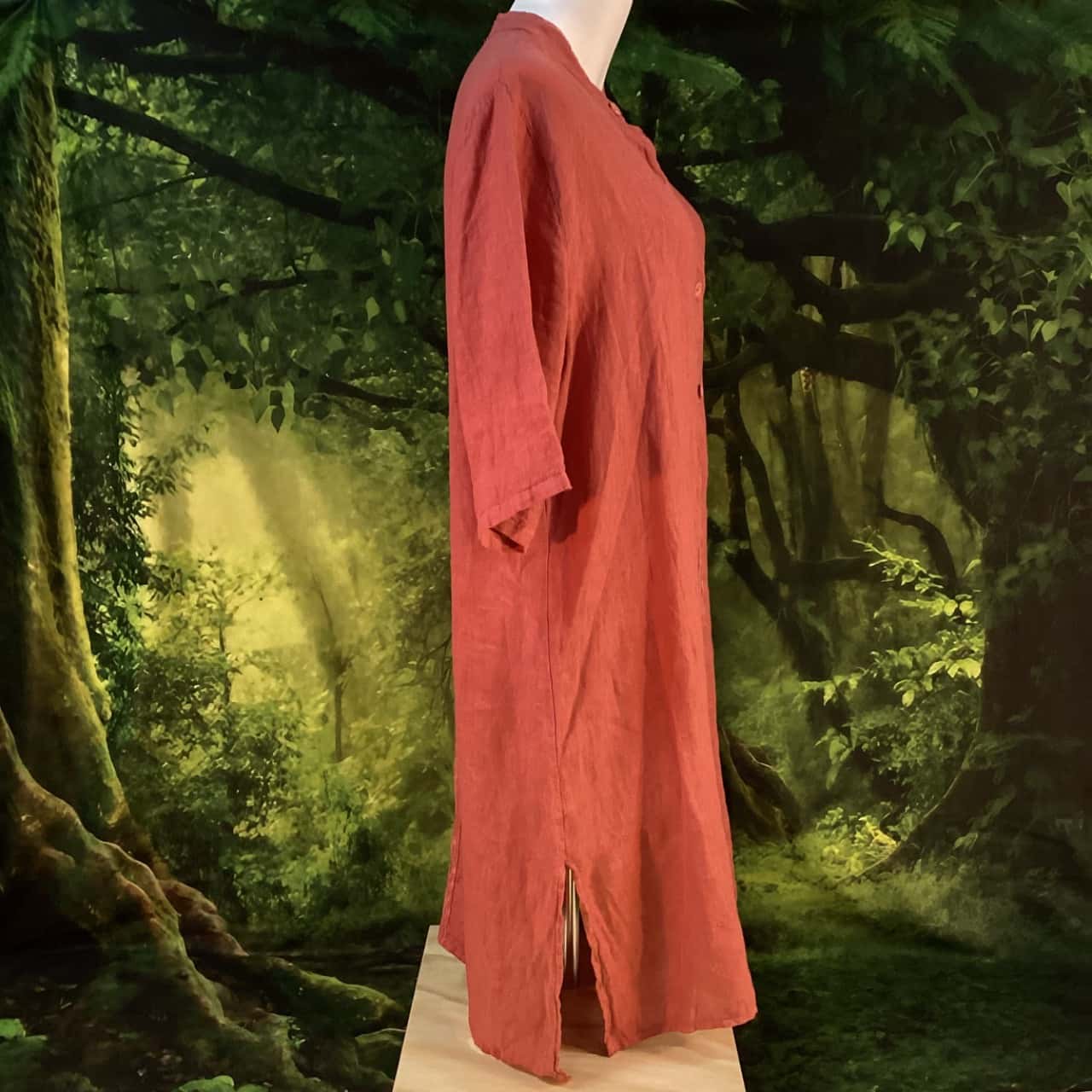 chinese dress ladies PUROLINO ROSE CORAL LINEN DRESS – spinifexcollections main image 0