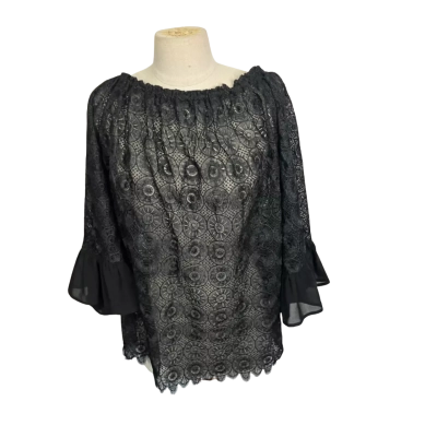  Womens  Size One Size 3/4 Sleeve Top Black  