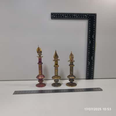 Trio Hand Painted Glass Perfume Bottle Dropper Vintage 