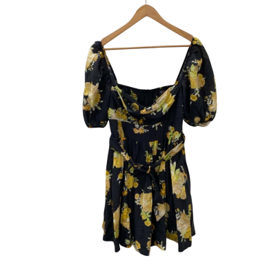Pilgrim Womens Floral Mini Dress Size 18 Black  / Yellow 